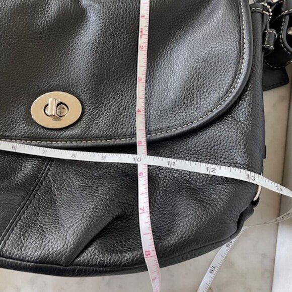 COACH Legacy Black Pebble Convertible Strap Leather White Stitiching Pur… - Picture 15 of 16